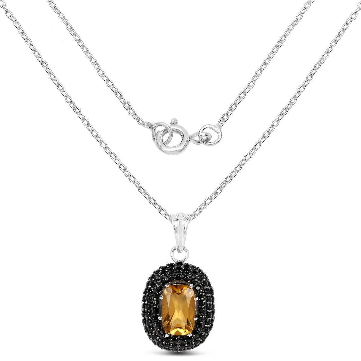 Colgante de plata esterlina .925 con citrino genuino de 5,85 quilates y espinela negra
