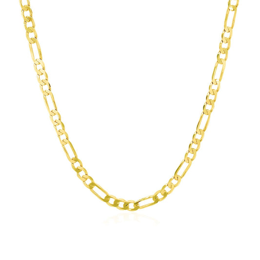 Cadena Figaro sólida de oro amarillo de 14k y 3,1mm