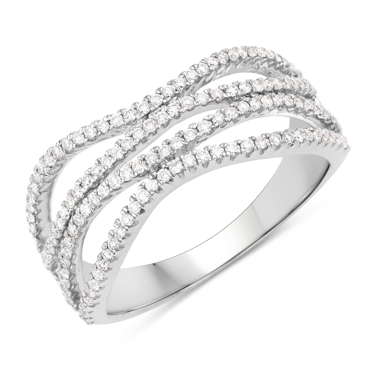 Anillo de oro blanco de 14 quilates con diamante blanco auténtico de 0,46 quilates (color F-G, claridad SI)