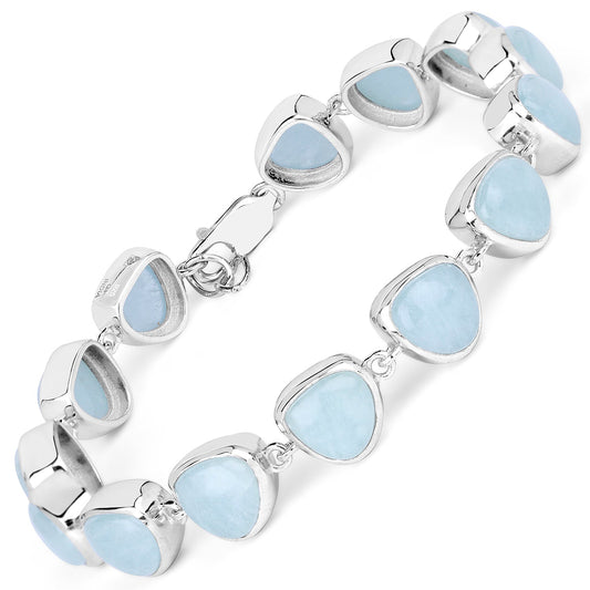 Pulsera de aguamarina auténtica de 25,90 quilates de plata de ley .925