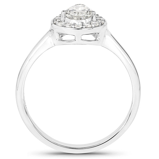 Anillo de oro blanco de 14 quilates con diamantes blancos auténticos de 0,70 quilates