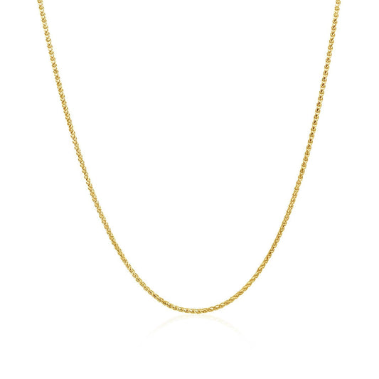 Cadena de trigo redonda de 14k de oro amarillo con corte de diamante 1.0mm