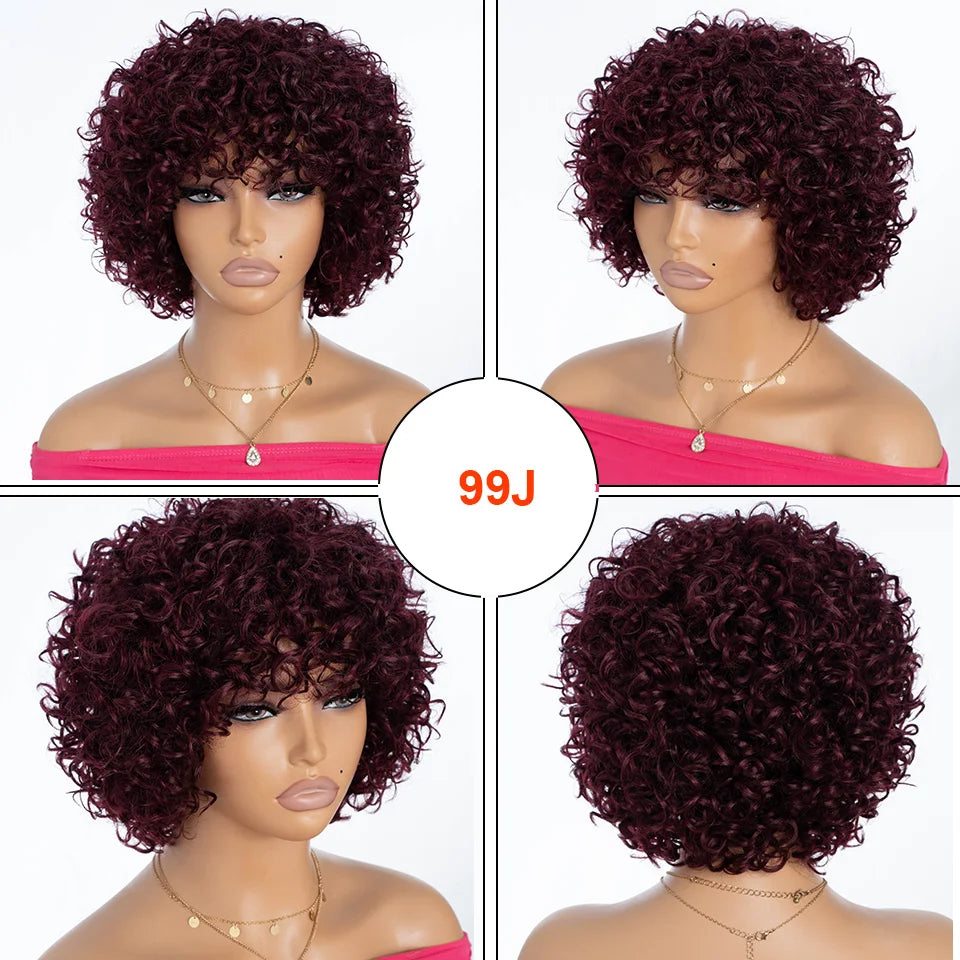 Rebecca 10 Inch Ombre 1B/#4 Curly Bob Wig | Water Wave Brazilian Remy Human Hair Luxegan