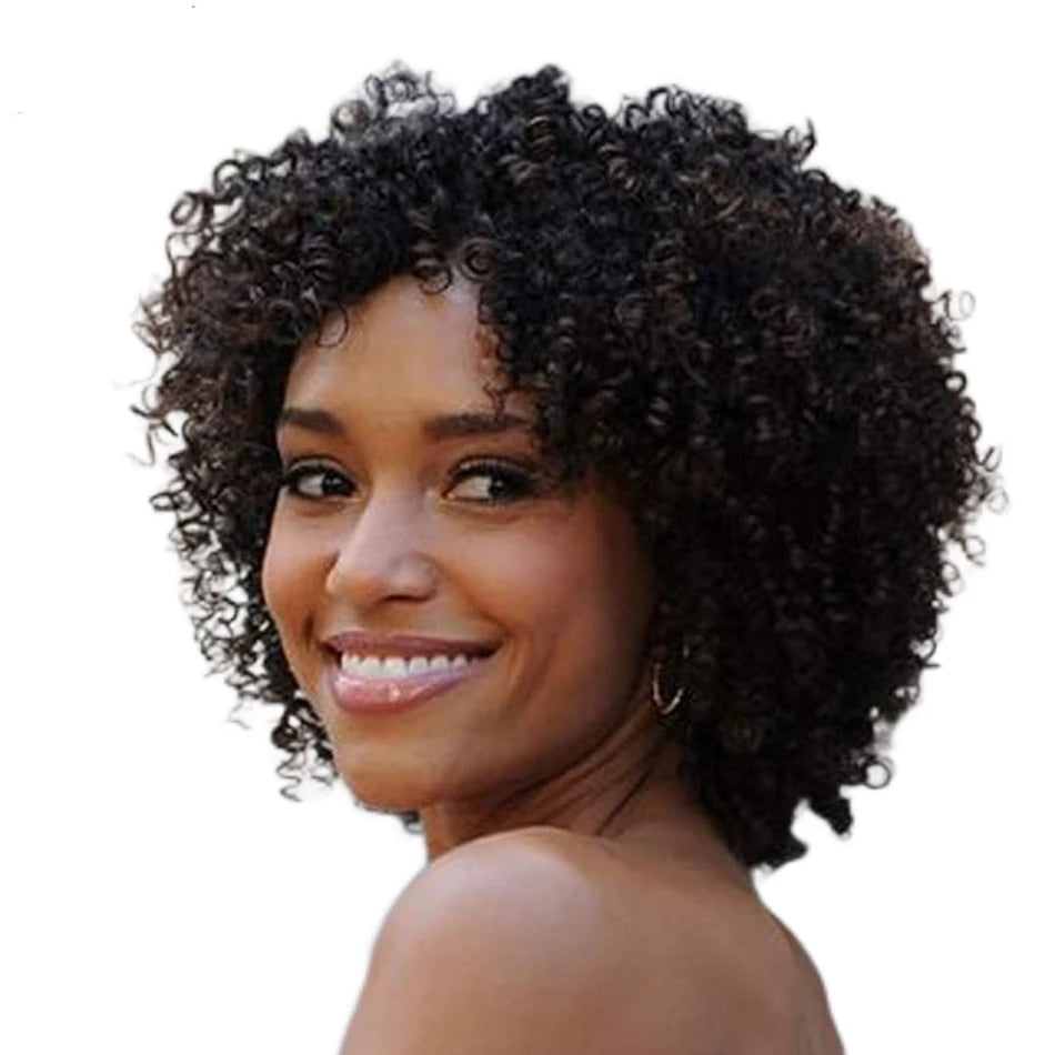Pixie Cut Afro Kinky Curly Human Hair Bob Wig | Full Machine Made Glueless Remy Luxegan