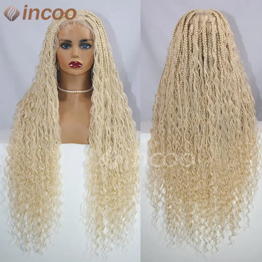 613 Blonde & Burgundy Butterfly Braids Wig | 36" Full Lace | Goddess Locs & Box Braids Luxegan