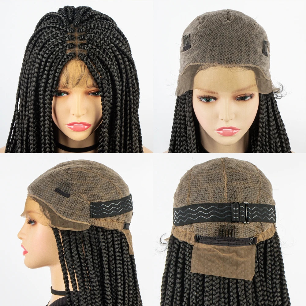 Double Full Lace Knotless Box & Cornrow Braids Wig Luxegan