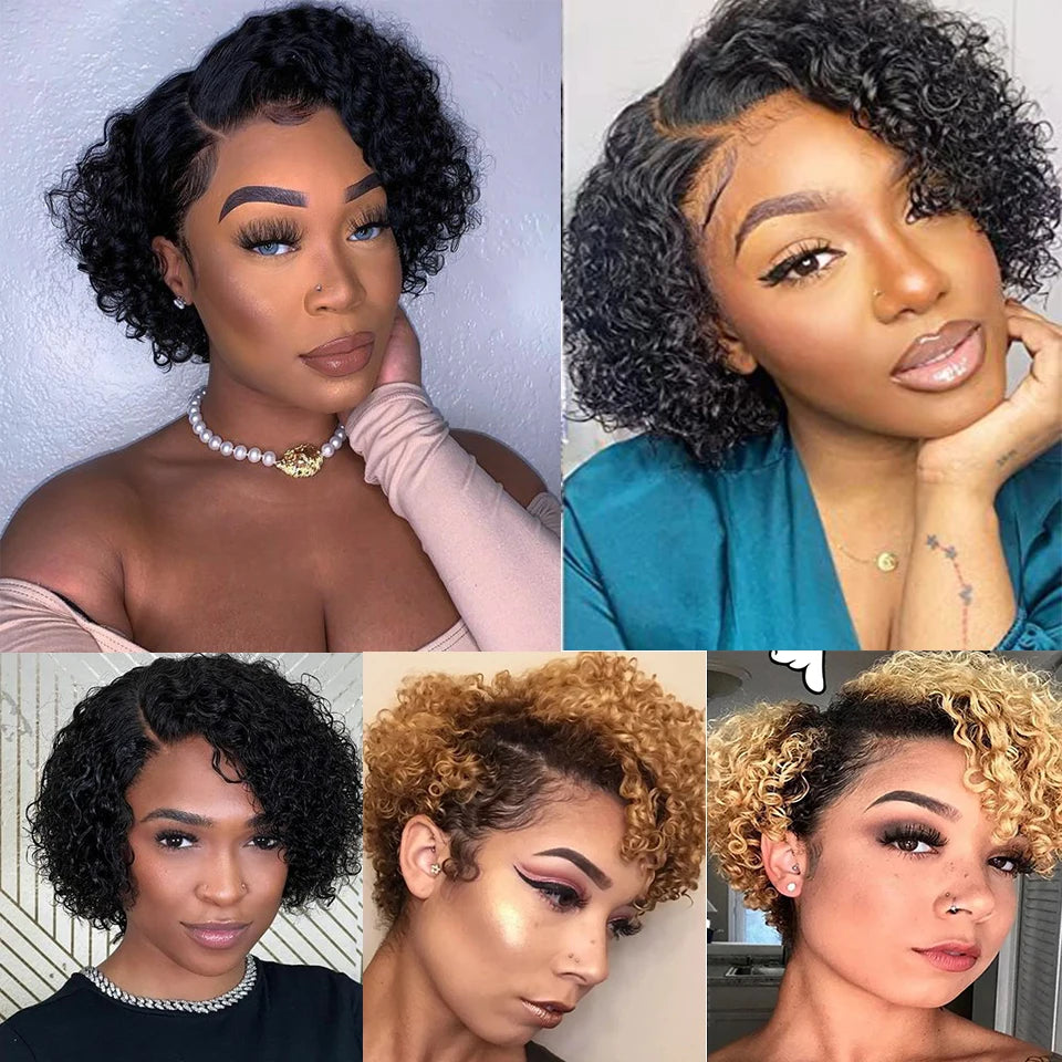 Natural Black Pixie Cut Wig | Short Curly Bob 13x1 Lace Front Human Hair (Pre-Plucked) Luxegan