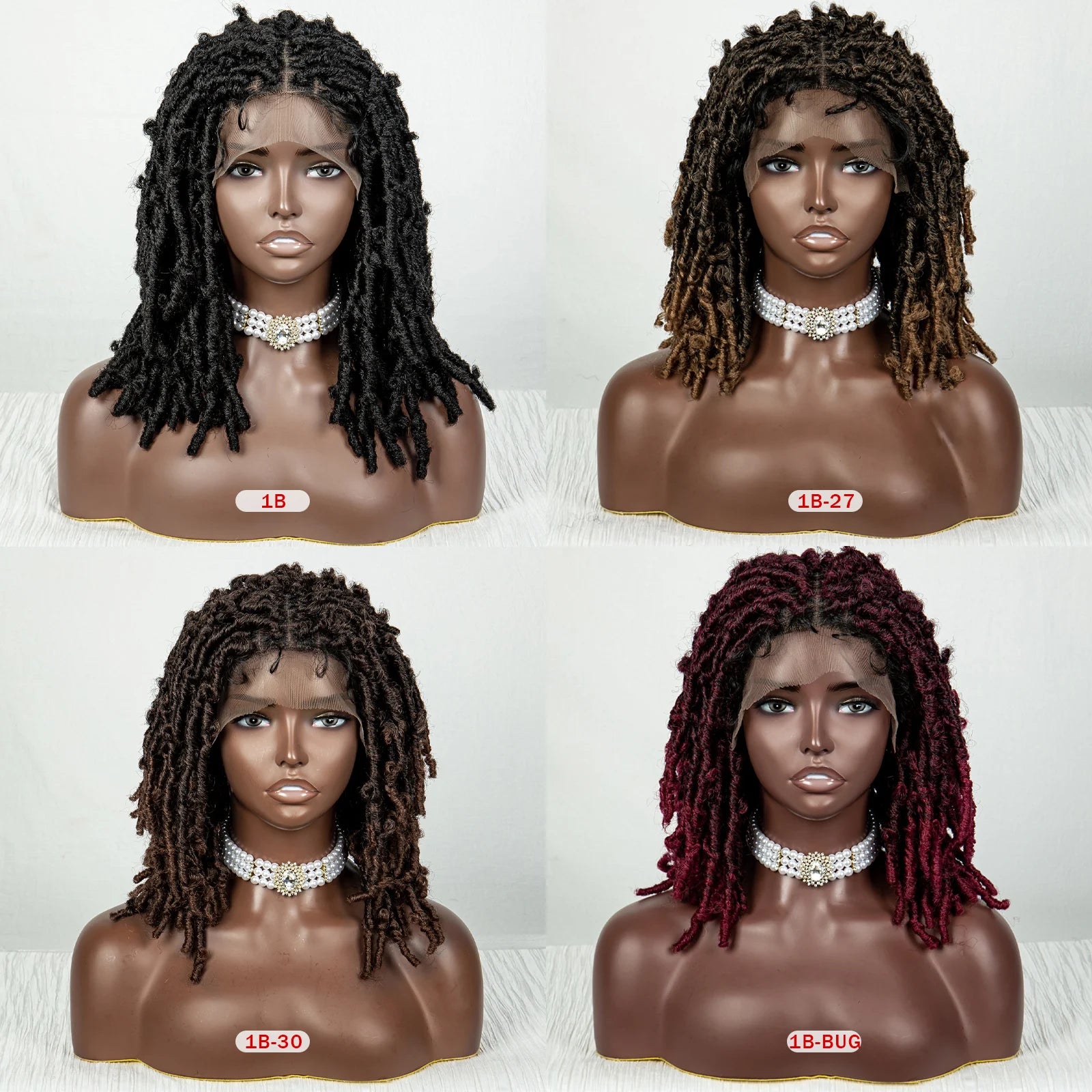 Burgundy Butterfly Locs Wig | 9x6 Lace | Short Box Braided Faux Locs | 16" Synthetic Hair | Knotless Braids