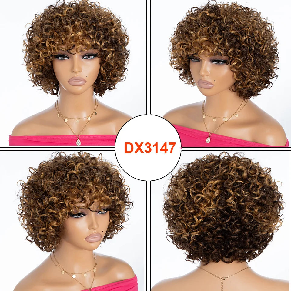 Rebecca 10 Inch Ombre 1B/#4 Curly Bob Wig | Water Wave Brazilian Remy Human Hair Luxegan