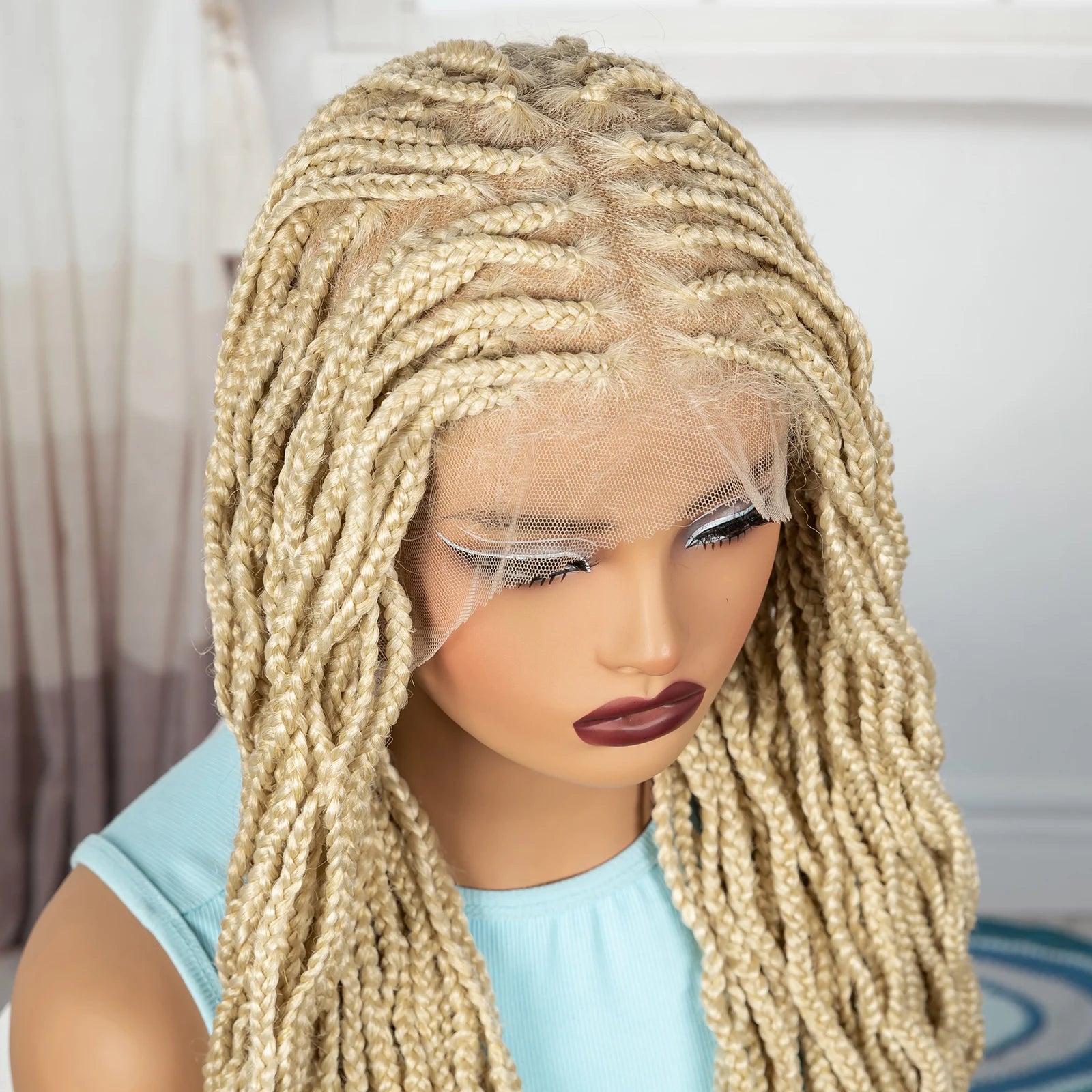 36" Boho Box Braids Wig with Curly Accents | HD Full Lace | Baby Hair Luxegan