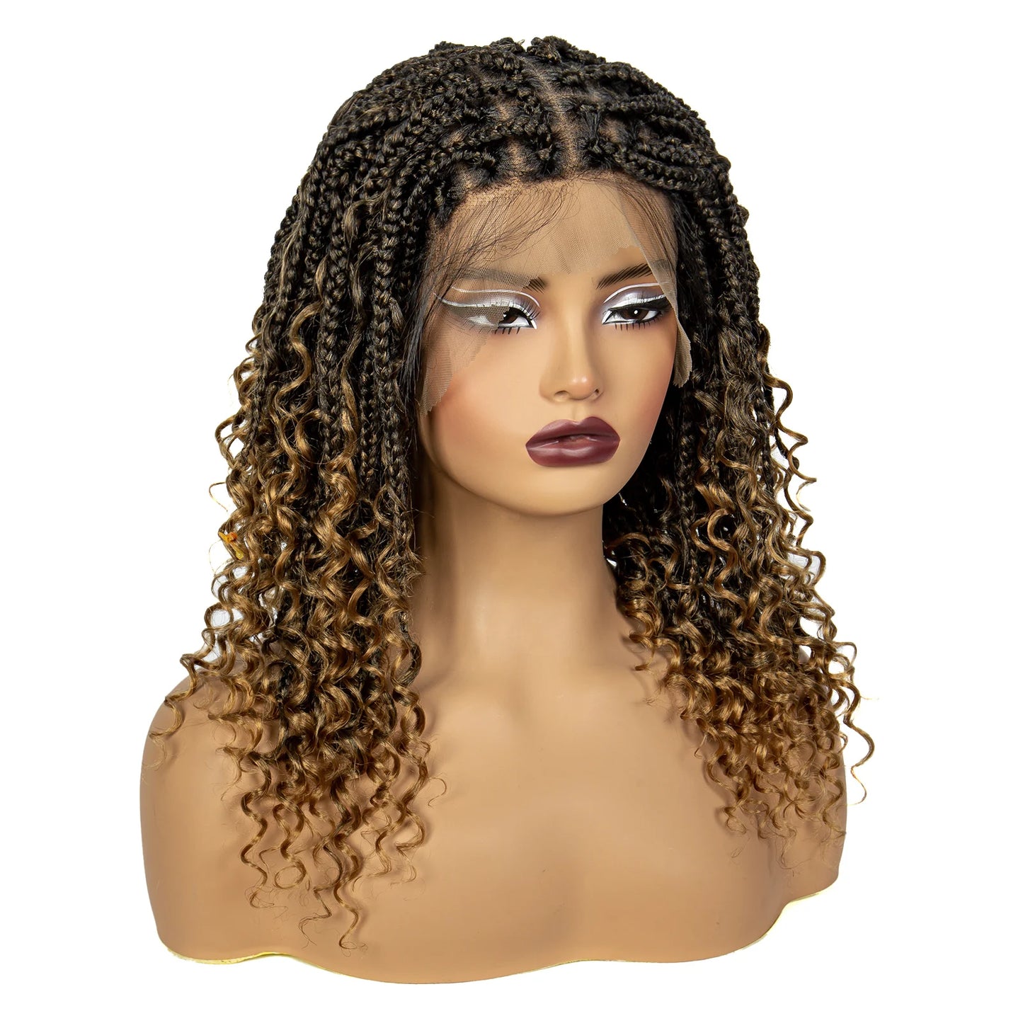 Boho Curly Ends Knotless Braids Wig | Transparent Full Lace | Baby Hair Luxegan