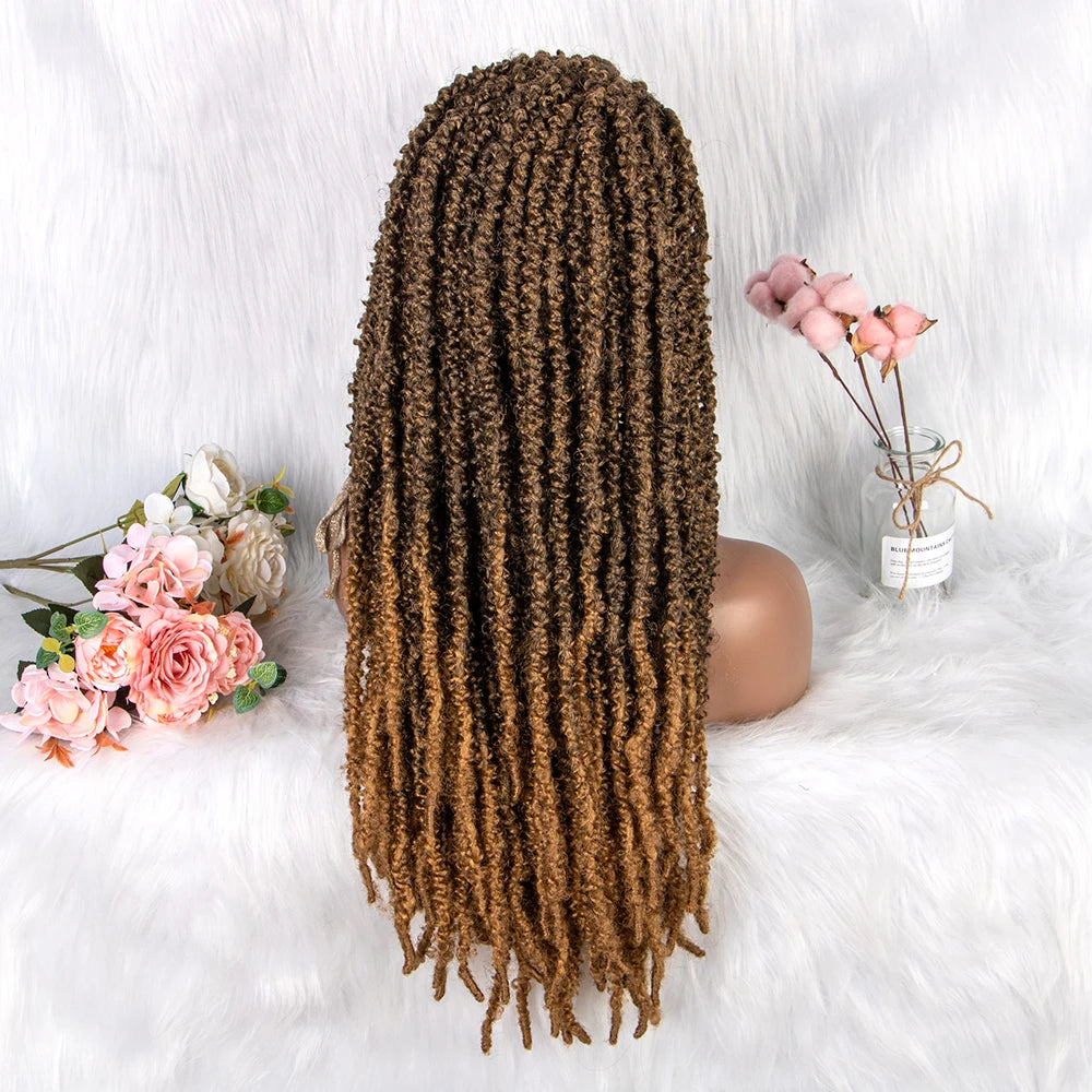 22" Curly Box Braids Wig | Crochet Hair | Heat Resistant | Daily Wear Luxegan
