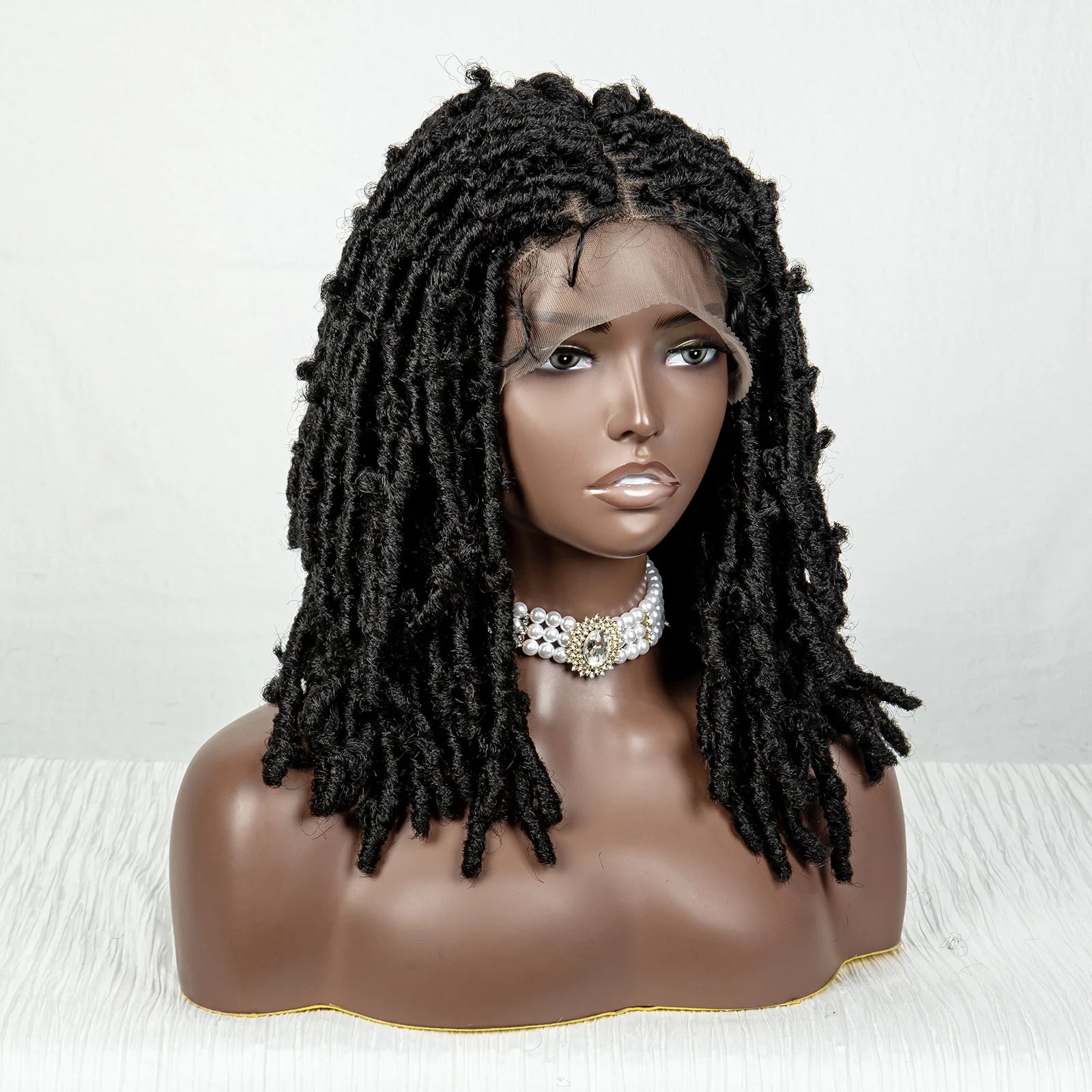 Burgundy Butterfly Locs Wig | 9x6 Lace | Short Box Braided Faux Locs | 16" Synthetic Hair | Knotless Braids