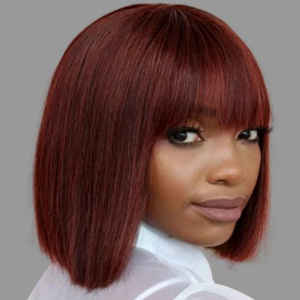 Ombre P4/30 Bob Wig with Bangs | 2.5"x1" Lace Top Straight Human Hair Luxegan