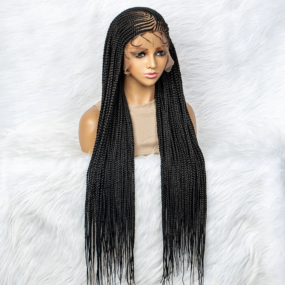 13x6 Lace Front Knotless Box Braided Wig with Baby Hair | Trendy Synthetic Braids Wig for Black Women Luxegan