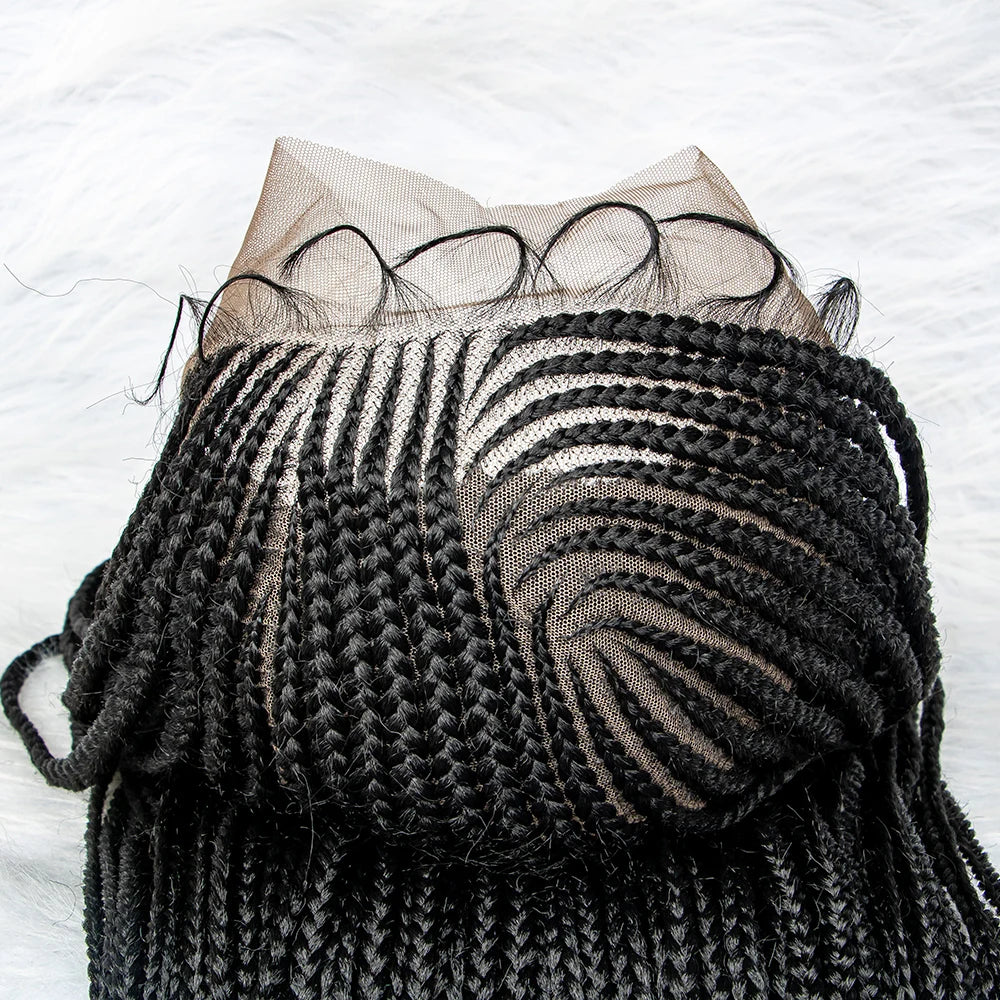 13x6 Lace Front Knotless Box Braided Wig with Baby Hair | Trendy Synthetic Braids Wig for Black Women Luxegan