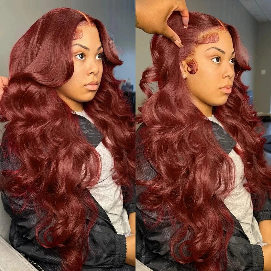 Body Wave Lace Front Wig | Reddish Brown 13x6 HD Lace Wig | 200 Density Brazilian Remy Hair | Pre-Plucked