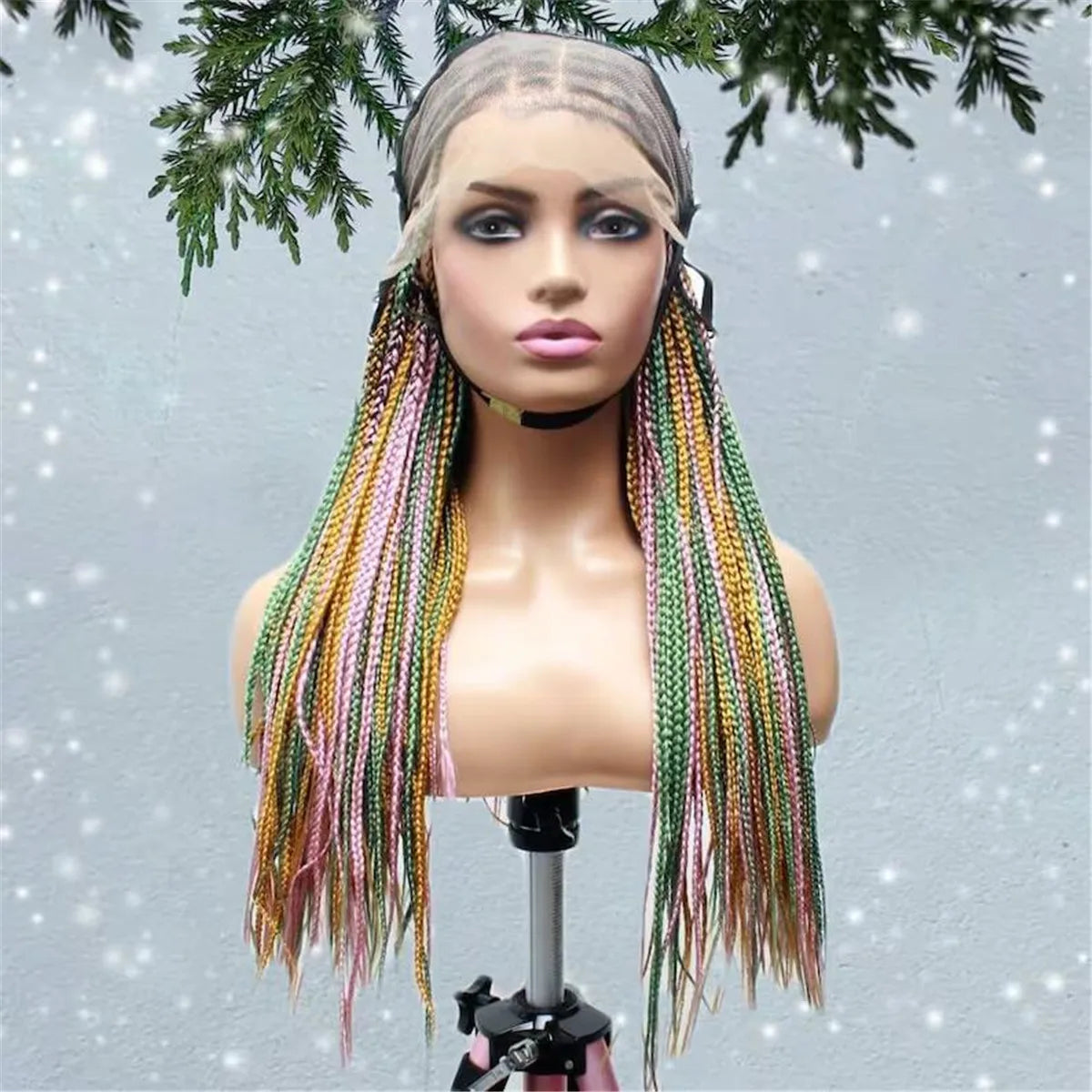Knotless Box Braids Wig | Multi-Color Braided Lace Frontal Wig | Glueless & Lightweight | Kanekalon Synthetic Hair