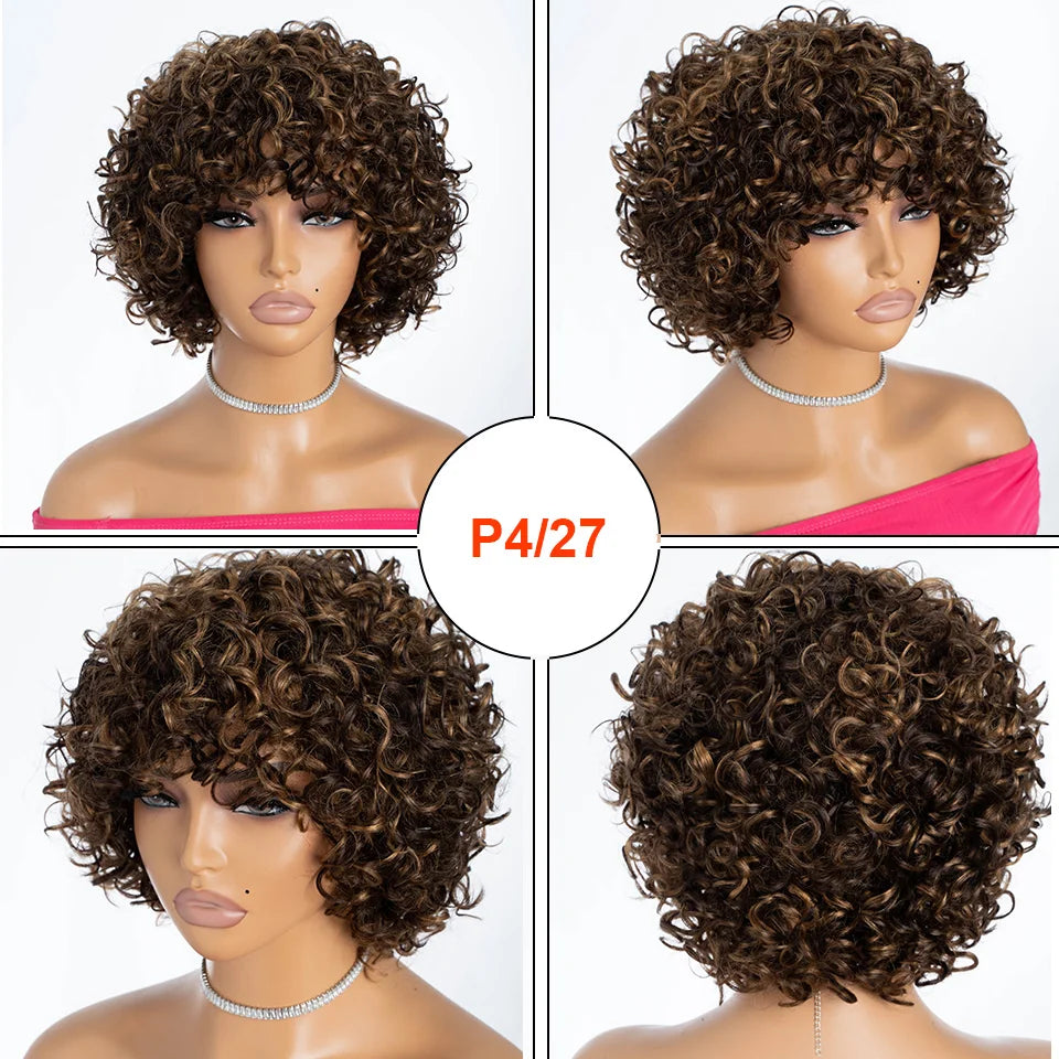 Rebecca 10 Inch Ombre 1B/#4 Curly Bob Wig | Water Wave Brazilian Remy Human Hair Luxegan