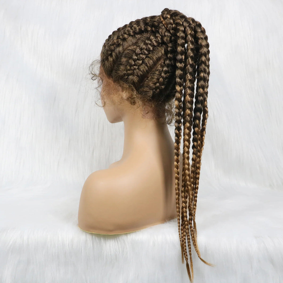 24" Box Braids 360 Lace Front Wig | Ponytail Style | Baby Hair | Synthetic African Braiding Hair