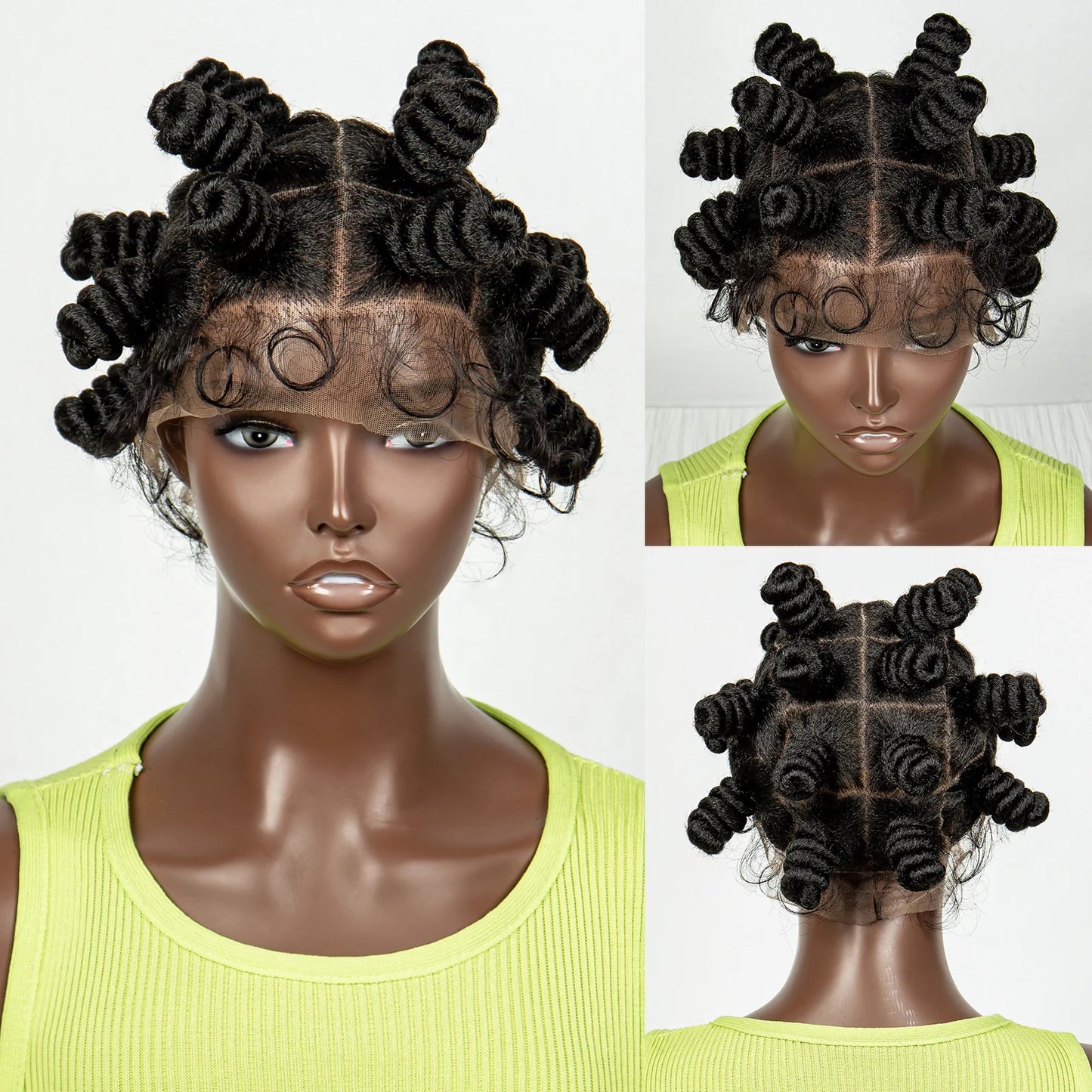 Handmade Knotless Bantu Braids Wig | Full Lace | Colored Braiding Hair Luxegan