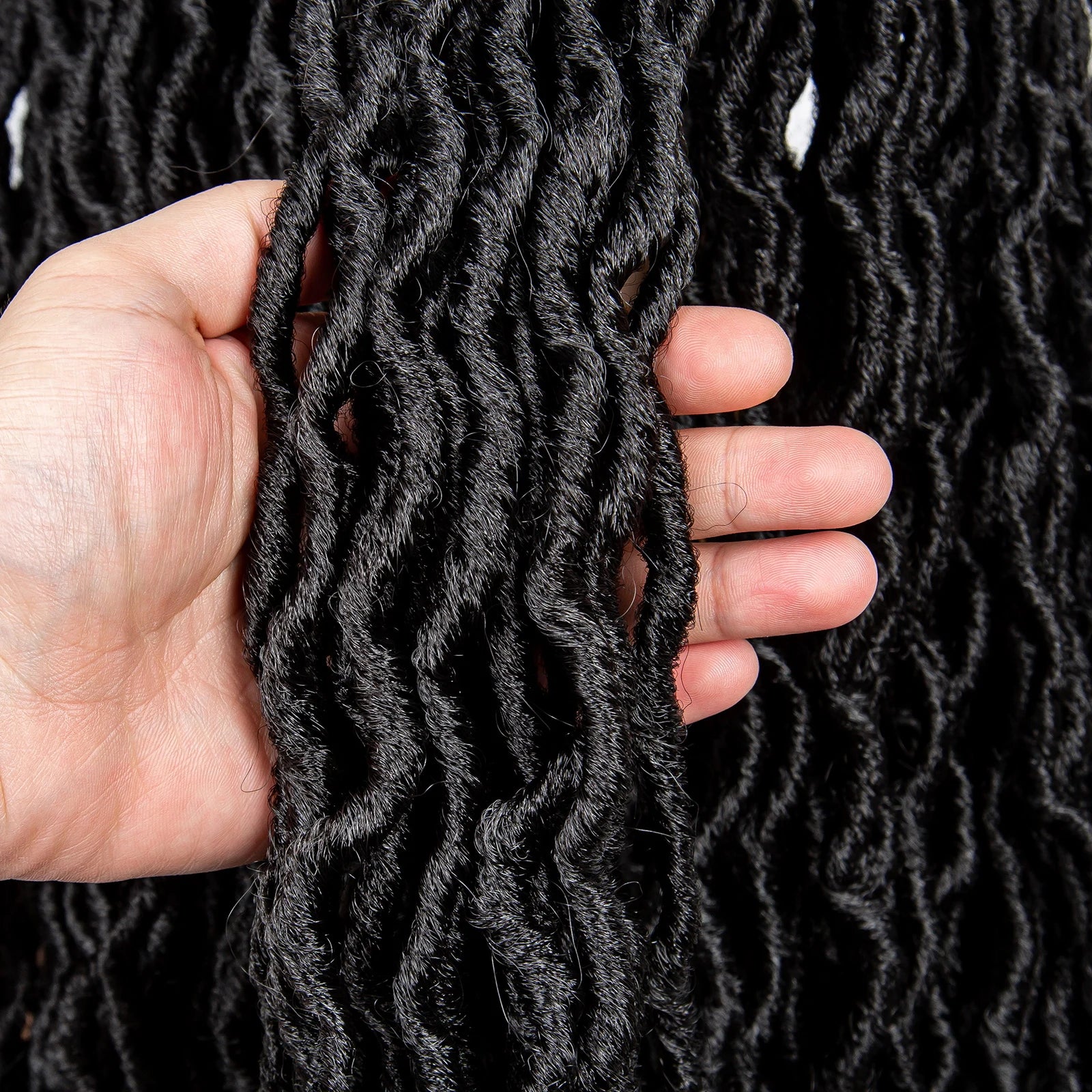 26" Goddess Locs Braided Wig | Lace Front Faux Locs Wig with Baby Hair | Synthetic Dreadlock Braids Wig for Women | Transparent Lace