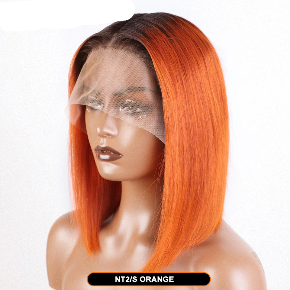 Ombre Pink & Blonde Bob Wig | Straight Human Hair T-Part Lace Front Luxegan