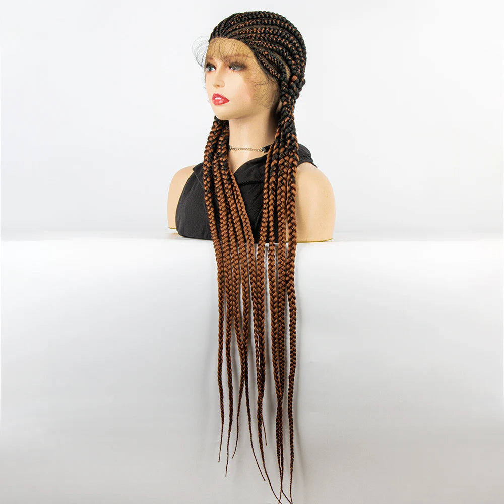 36" Long Cornrow Braids Wig | Full Lace Frontal | Baby Hair Luxegan
