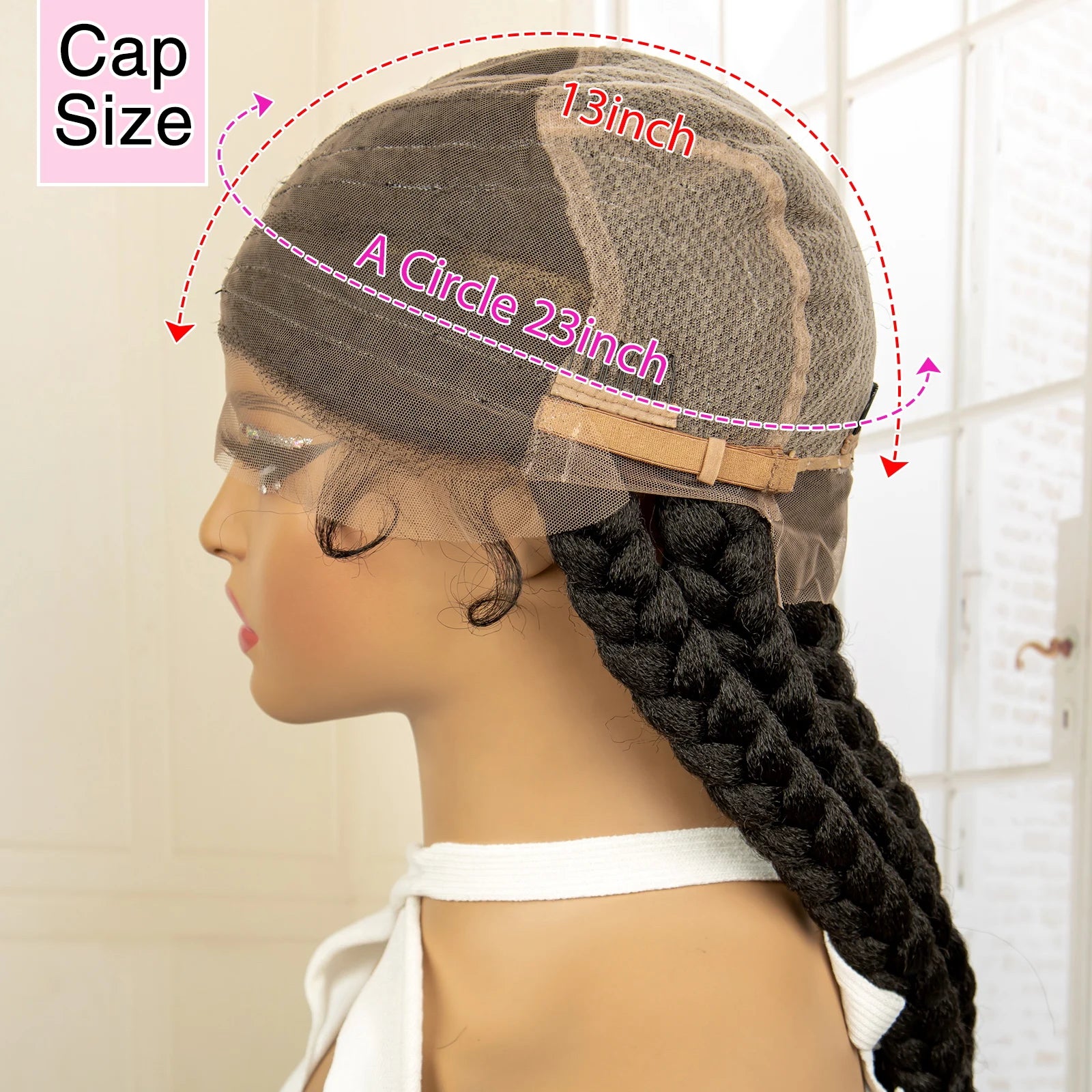 36" Extra Long Box Braided Full Lace Wig | Synthetic Braiding Wig | For Black Women | Lace Frontal Braids