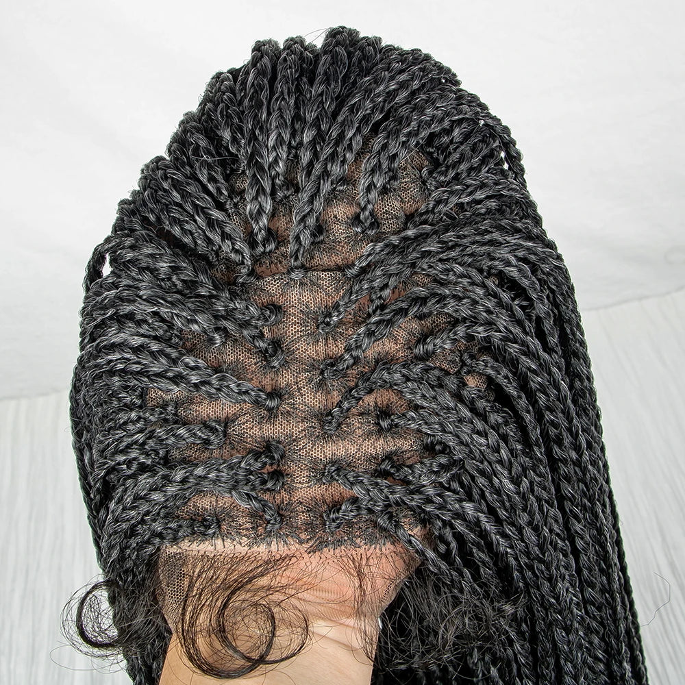 36" Water Wave Braided Wig | Lace Front | Baby Hair | Long Braids Luxegan