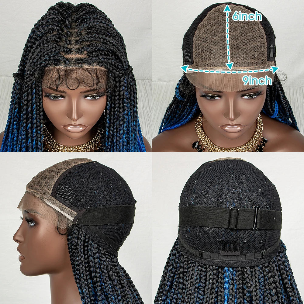 36" Water Wave Braided Wig | Lace Front | Baby Hair | Long Braids Luxegan