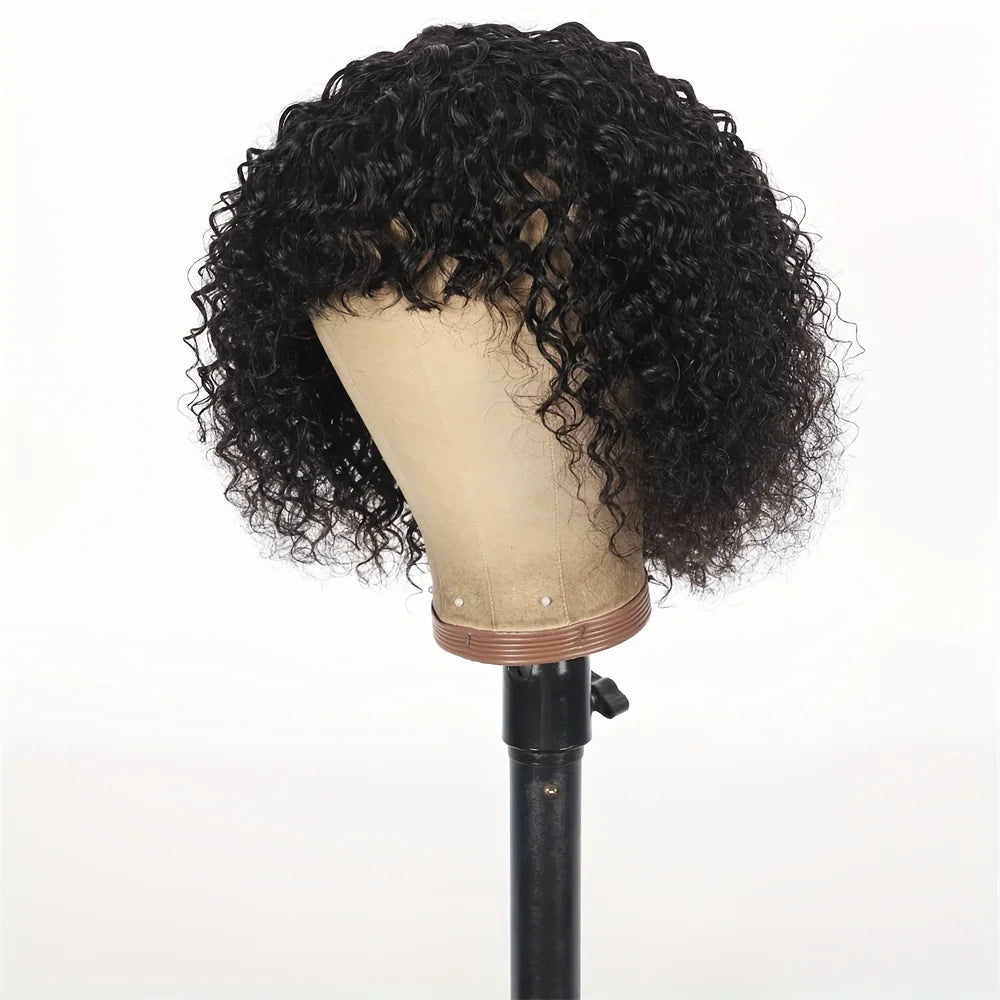 Curly Short Bob Cut Human Hair Wigs With Bangs Kinky Curly Bob Wig Brazilian Remy Hair Full Machine Made