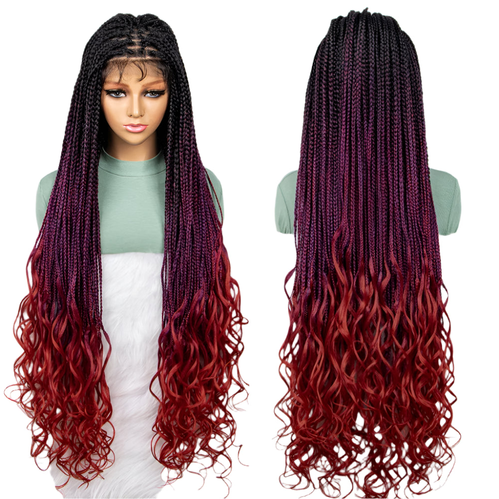 Gradient Water Wave Knotless Box Braids Wig | 9x6 Lace Front | Baby Hair Luxegan
