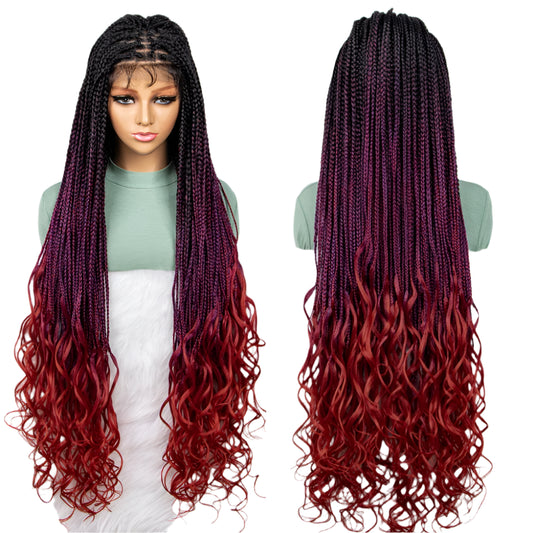 Gradient Water Wave Knotless Box Braids Wig | 9x6 Lace Front | Baby Hair Luxegan
