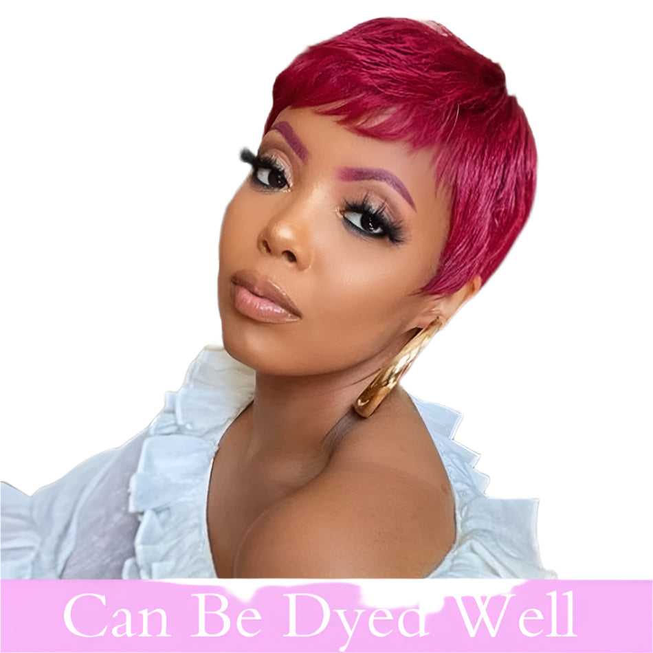 Pixie Cut Bob Human Hair Wig | Straight Remy Glueless Wig | Ready-to-Wear Machine Made