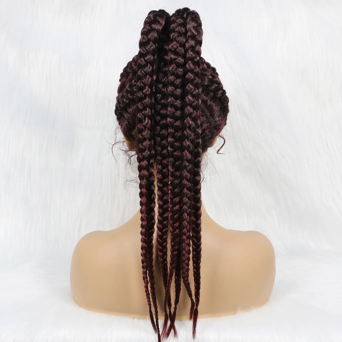 24" Box Braids 360 Lace Front Wig | Ponytail Style | Baby Hair | Synthetic African Braiding Hair