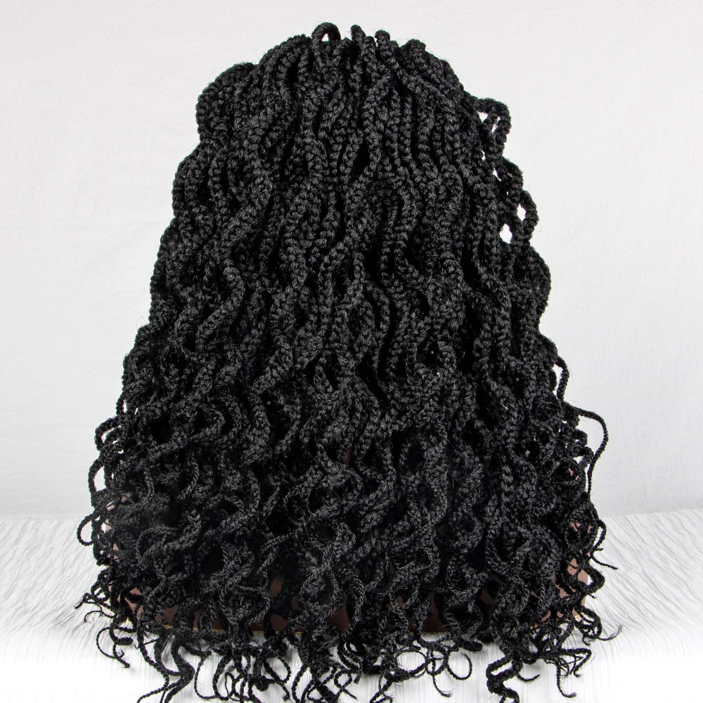 18" Knotless Box Braids Wig | Synthetic Lace Front Luxegan