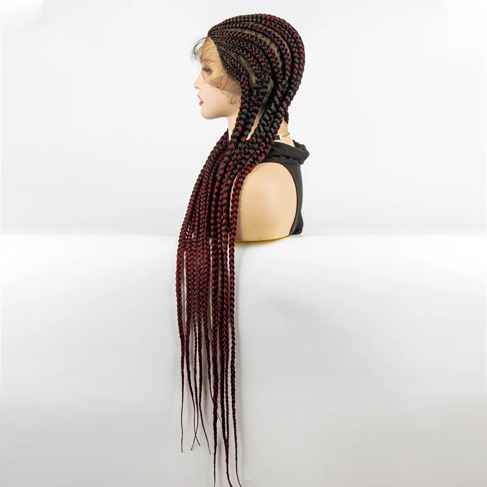 36" Long Cornrow Braids Wig | Full Lace Frontal | Baby Hair Luxegan