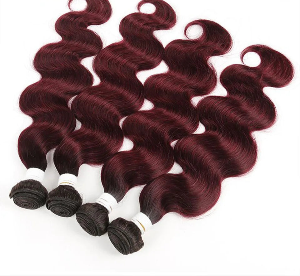 Rebecca Ombre Body Wave Human Hair Bundles | 1B/4/27/30/99J/613 Blonde Two & Three-Tone Remy Weave Deals Luxegan
