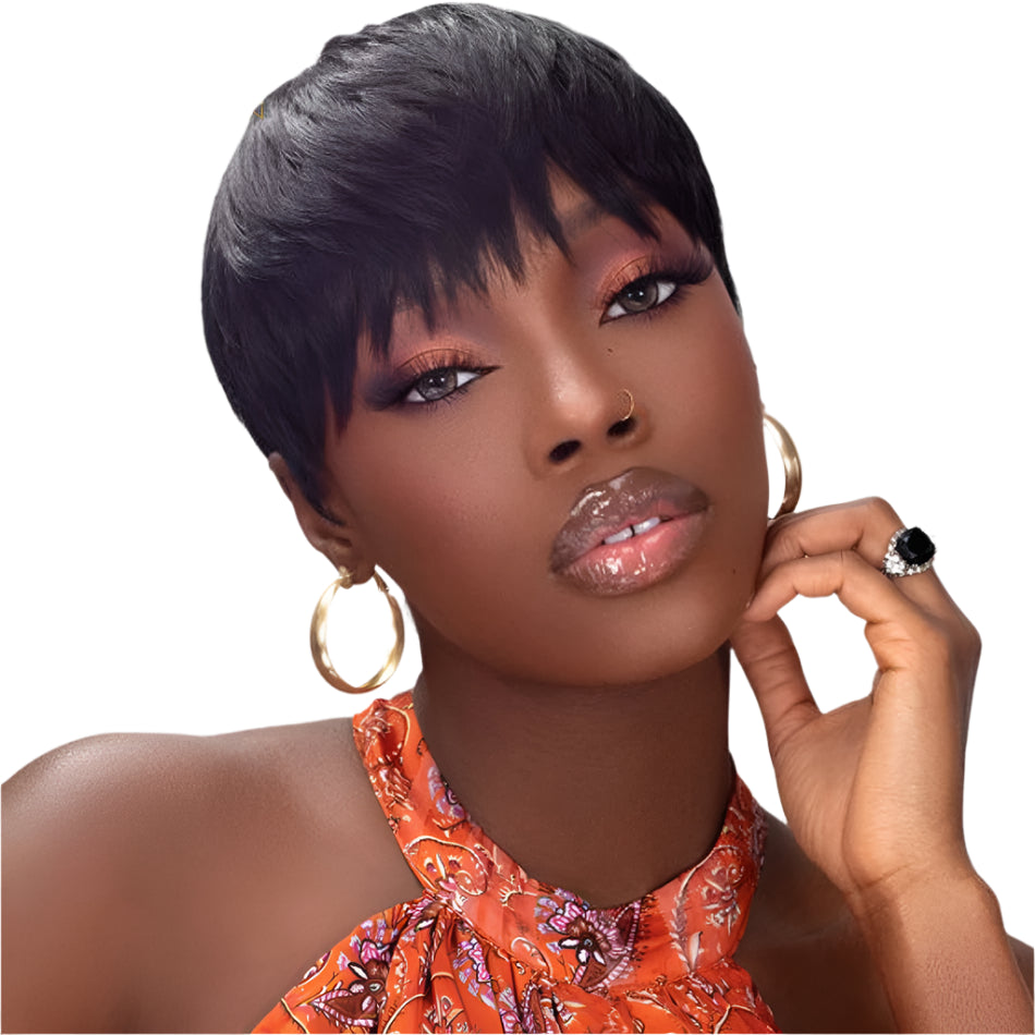 Pixie Cut Bob Human Hair Wig | Straight Remy Glueless Wig | Ready-to-Wear Machine Made Luxegan