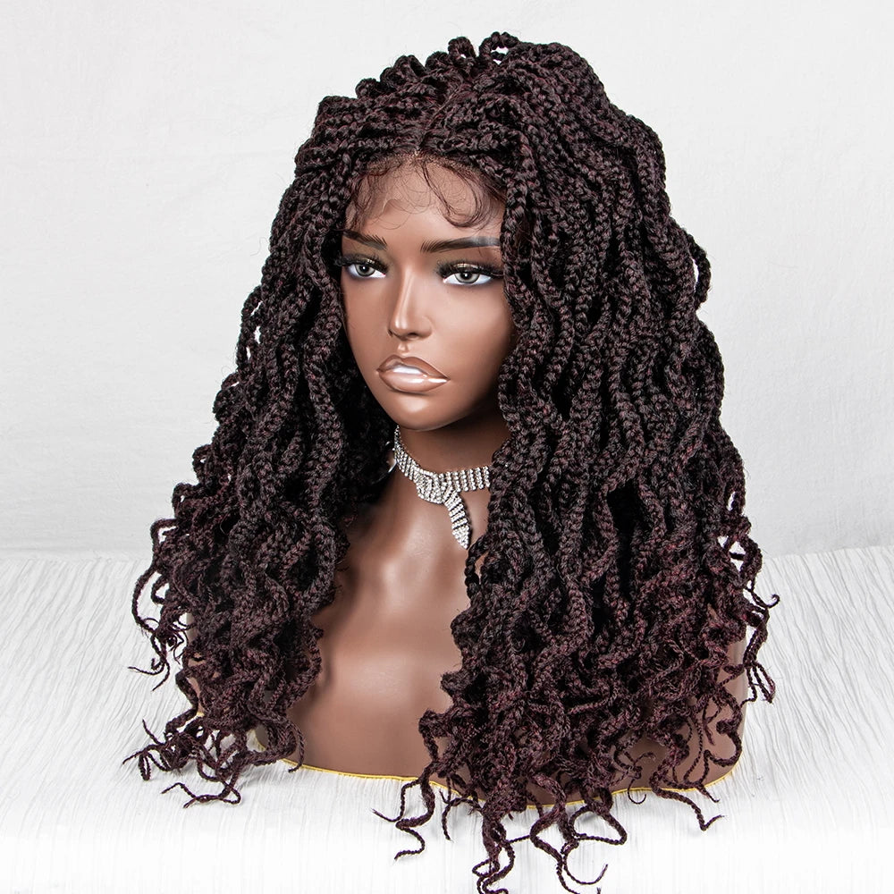 18" Knotless Box Braids Wig | Synthetic Lace Front Luxegan