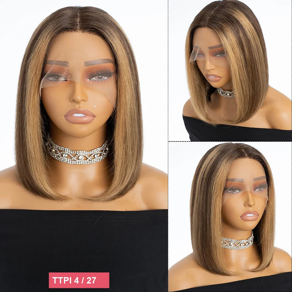 Ginger Short Bob Wig | Straight Human Hair T-Part Lace Front Luxegan