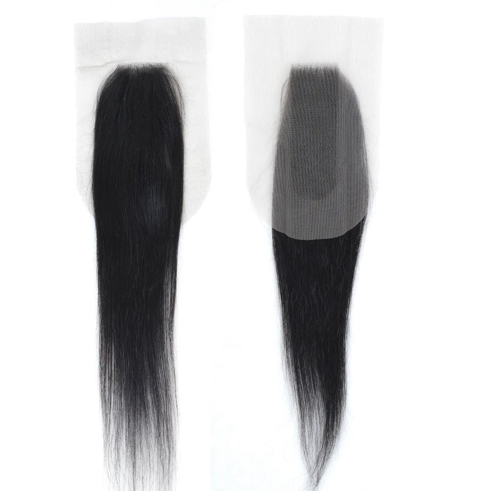 Straight Top Lace Closure | Middle Part Transparent Swiss Lace 100% Human Hair (180% Density) Luxegan