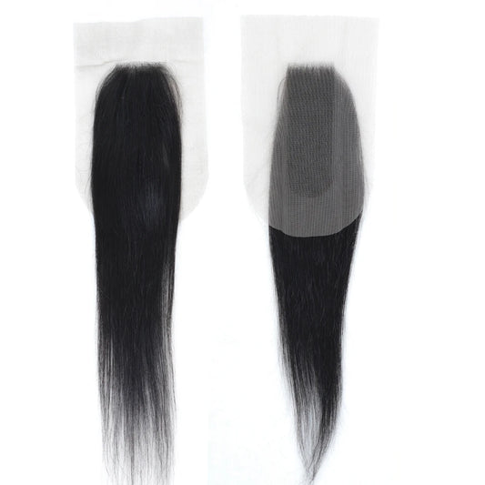 Straight Top Lace Closure | Middle Part Transparent Swiss Lace 100% Human Hair (180% Density) Luxegan