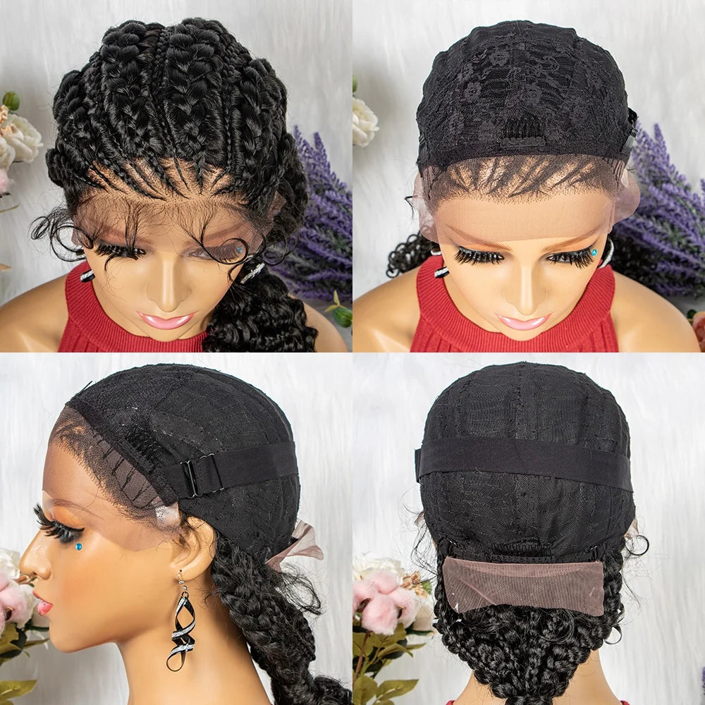 Braided Ponytail Wig | Kinky Curly Lace Front with Baby Hair Luxegan