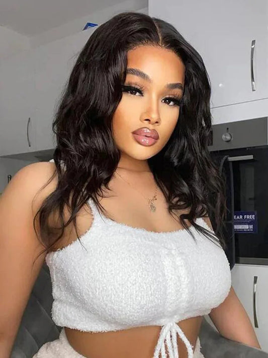 180% Density Body Wave Human Hair Wig | Transparent Lace Front, Middle Part & Pre-Plucked Luxegan