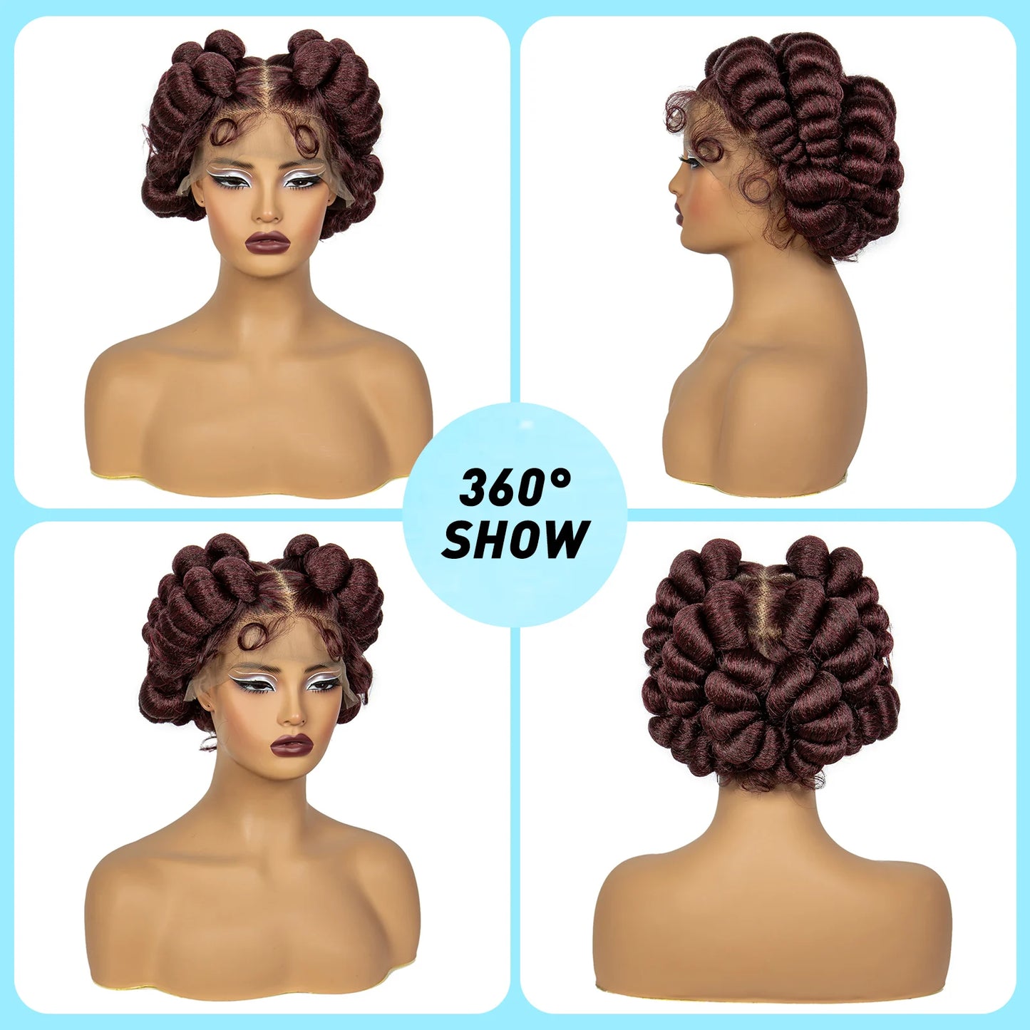 350# Ginger Orange Bantu Knotless Braids Wig | Full Lace | Baby Hair Luxegan