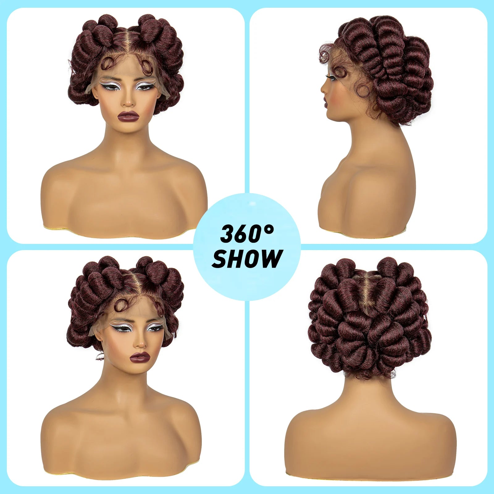 350# Ginger Orange Bantu Knotless Braids Wig | Full Lace | Baby Hair Luxegan