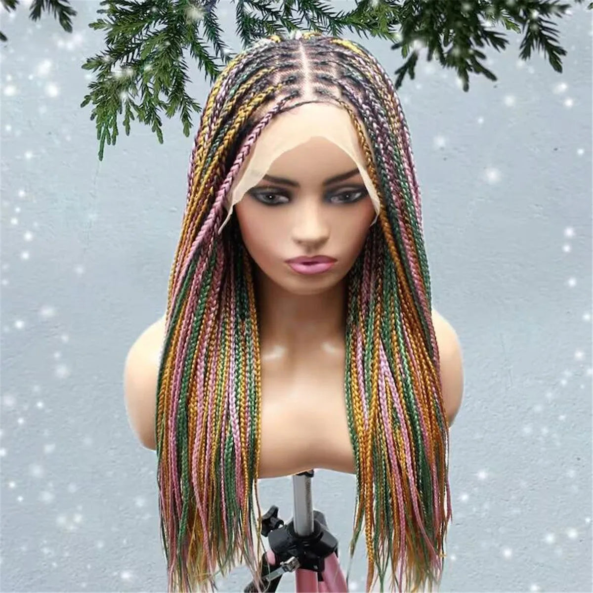 Knotless Box Braids Wig | Multi-Color Braided Lace Frontal Wig | Glueless & Lightweight | Kanekalon Synthetic Hair