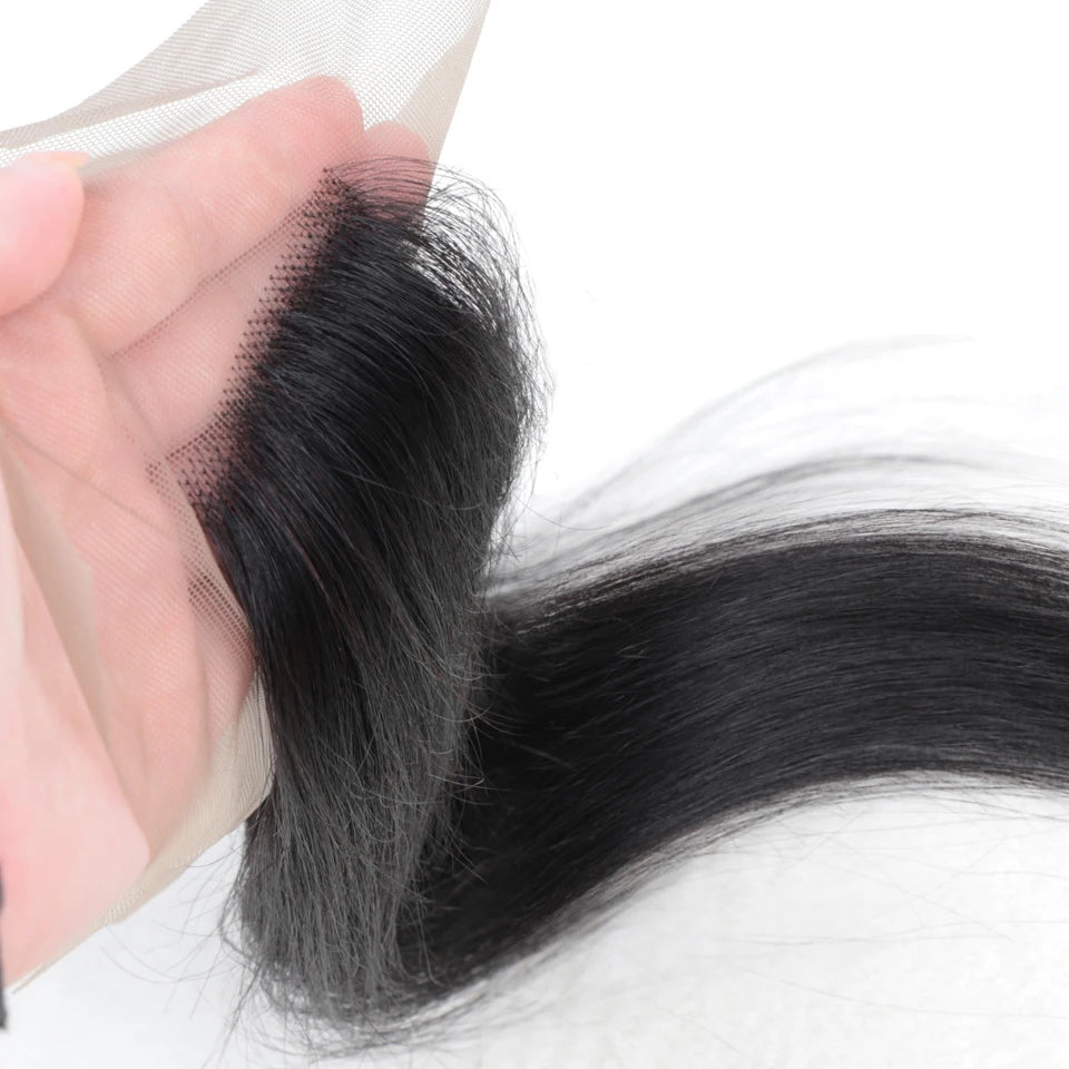 Straight Top Lace Closure | Middle Part Transparent Swiss Lace 100% Human Hair (180% Density) Luxegan